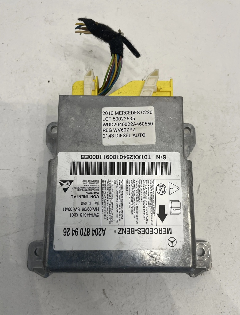 ✅Module de contrôle airbag MERCEDES C220 2010 W204 A2048709426 50022535